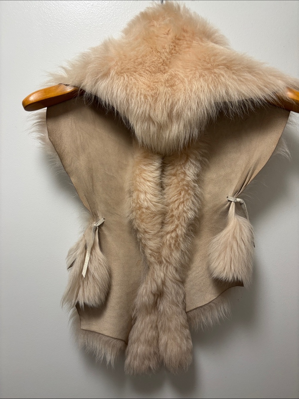 Luxurious Asymmetrical Pink Lamb Fur- Women's Coat Accessory - Picture 2 of 3